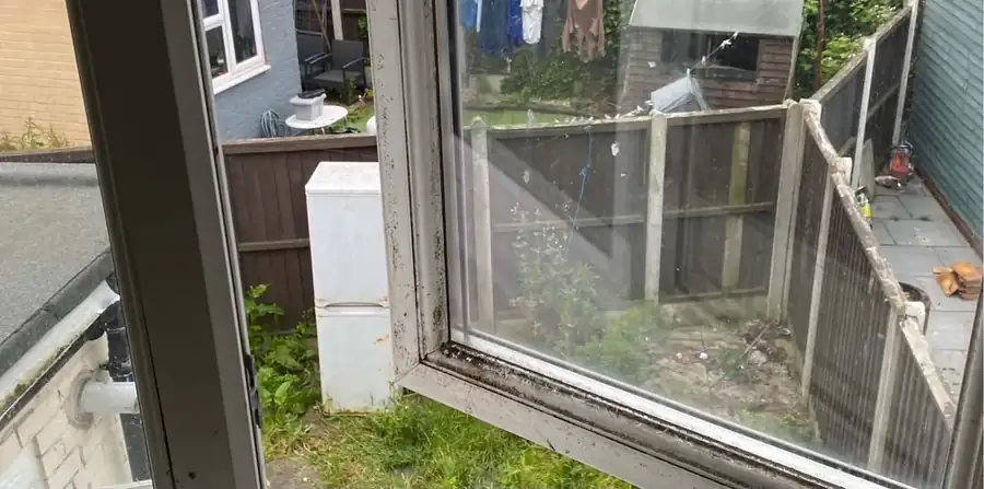 Window frame before cleaning